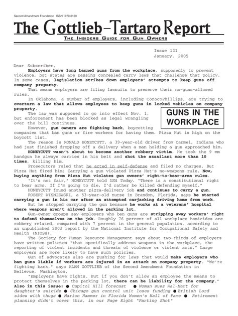 Fillable Online saf Employers have long banned guns from the workplace ...