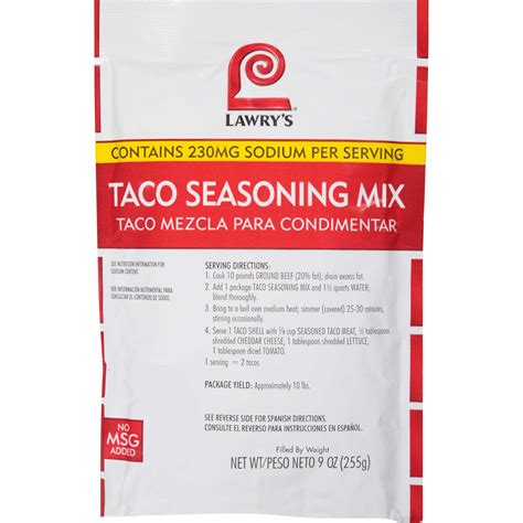 Lawrys Taco Seasonings - 9 oz. package, 6 per case - Walmart.com