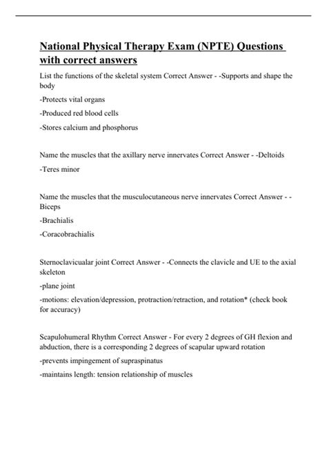 National Physical Therapy Exam (NPTE) Questions with correct answers ...