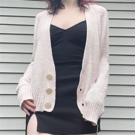 Vintage baby pink cardigan, size small. I wore this... - Depop