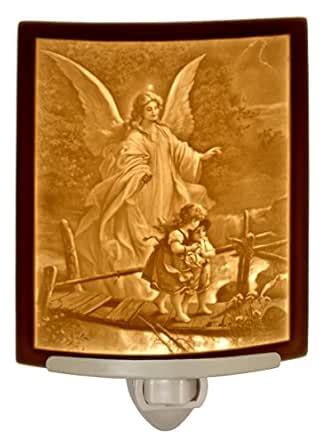 Angel at The Bridge - Curved Porcelain Lithophane Night Light : Amazon ...