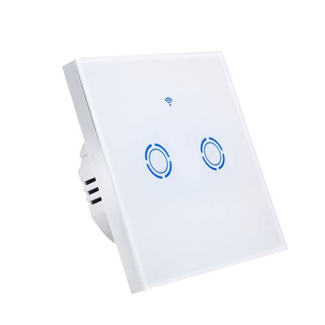 Rare 2 Gang 1 Way WiFi Wall Light Remote Touch Switch EU Panel Support ...