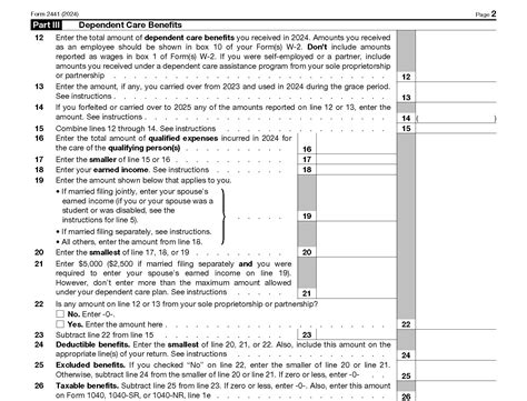 IRS Form 2441, Child and Dependent Care Expenses
