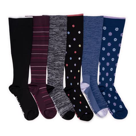 MUK LUKS Women's 6 Pack Nylon Wide Compression Knee-High Socks - Walmart.com
