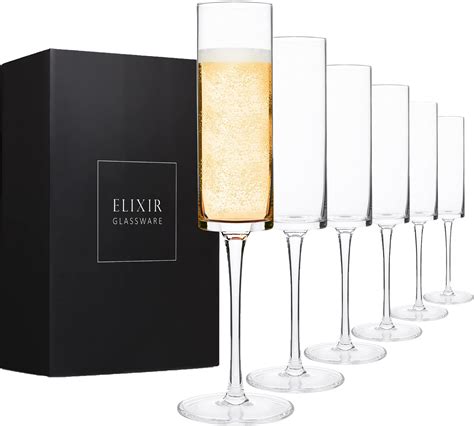Amazon.com | BACLIFE Crystal Champagne Flutes Set of 6 - Hand Blown ...