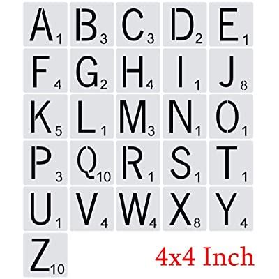 Buy Scrabble Letters Stencil, 4x4 Inch Laser Cut Reusable Stencils for ...