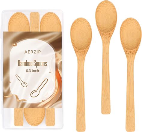 Amazon.com: 6.3 Inch Bamboo Spoons, Small Wooden Eating Spoons, Tiny ...
