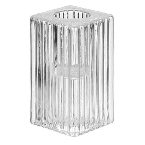 Glass Ribbed Taper Candle Holder, 2"