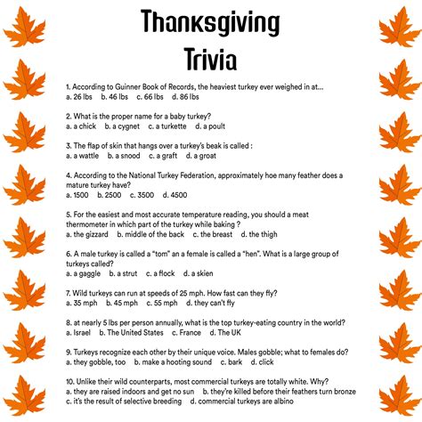 Thanksgiving Trivia Game - 13 Free PDF Printables | Printablee