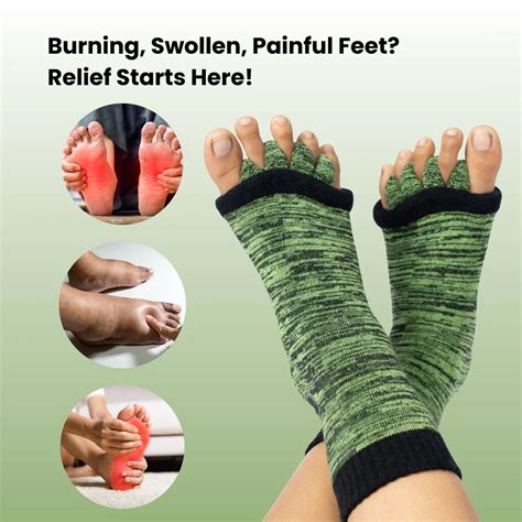 DIRTS Green Foot Alignment Socks for Bunion, Plantar Fasciitis