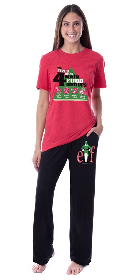 Elf The Movie Womens' Buddy Elves Four Main Food Groups Sleep Pajama ...