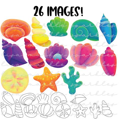 Watercolor Beach Ocean Sea Shell Clipart - Lisa Markle Sparkles Clipart ...