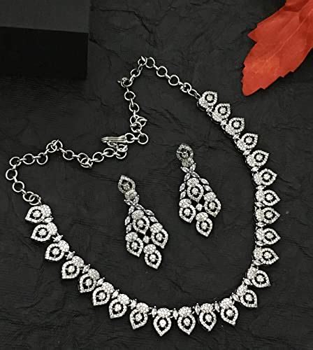 Buy Sasitrends Traditional American Diamond Jewellery Set for Women and ...