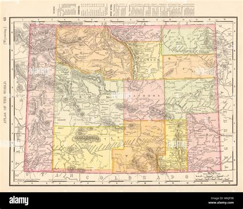 Wyoming state map showing counties. Yellowstone. RAND MCNALLY 1906 old ...