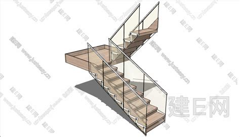 某现代精致别墅楼梯设计su模型[原创] - SketchUp模型库 - 毕马汇 Nbimer