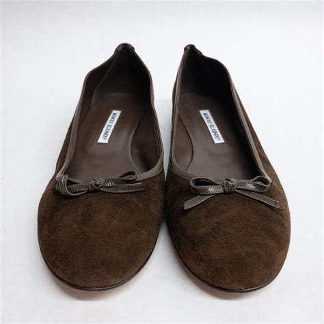Manolo Blahnik Brown Suede Ballet Flats
