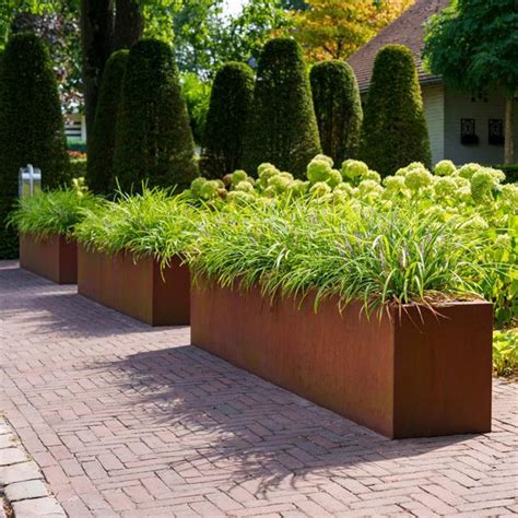 Corten Steel Rectangle Garden Planters. Modern & Contemporary Large ...