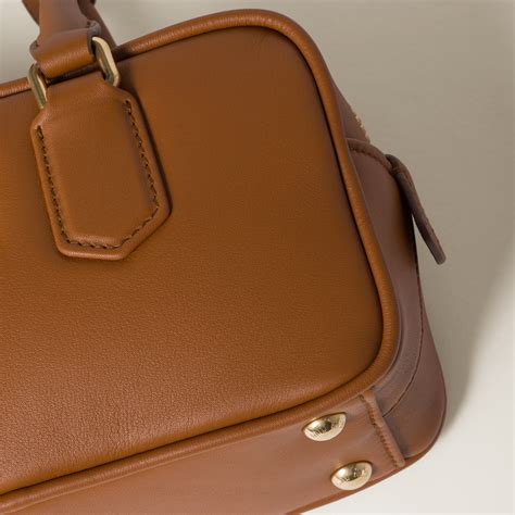 Cognac Arcadie Leather Bag | Miu Miu
