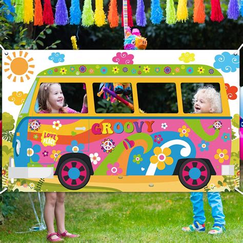 ZOIIWA Buy Retro Groovy Van Photo Prop for 60s Party at Ubuy India