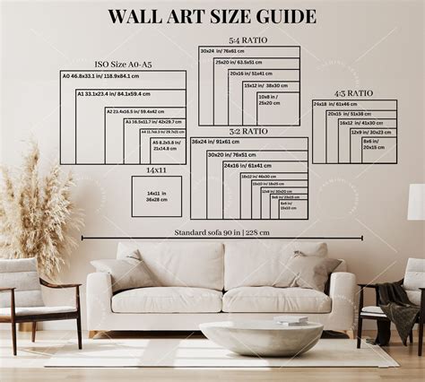 Wall Art Size Guide Set of 7, Frame Size Guide, Print Size Guide ...