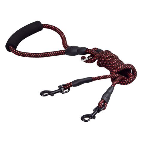 LEWARM 360° Tangle Free Soft Handle Double Dog Leash Coupler for Small ...