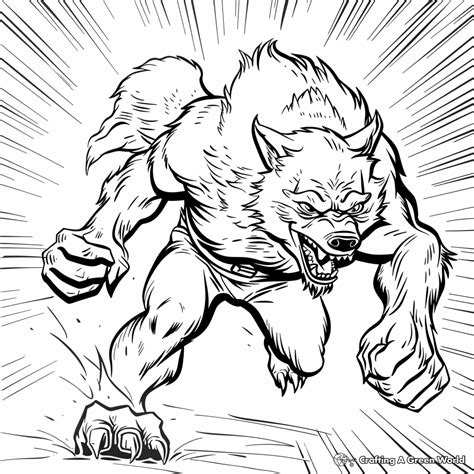 Werewolf Coloring Monster Pages Scary Adult Book Colouring Printable ...