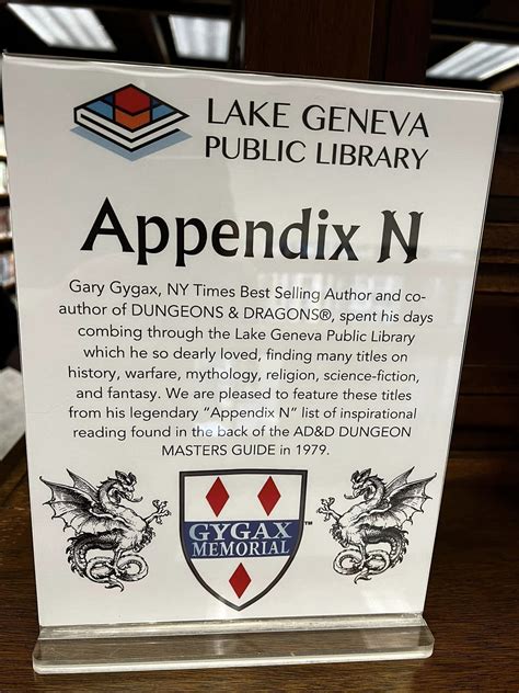 Gary Gygax Appendix N Alcove — Gygax Memorial Fund, Inc.