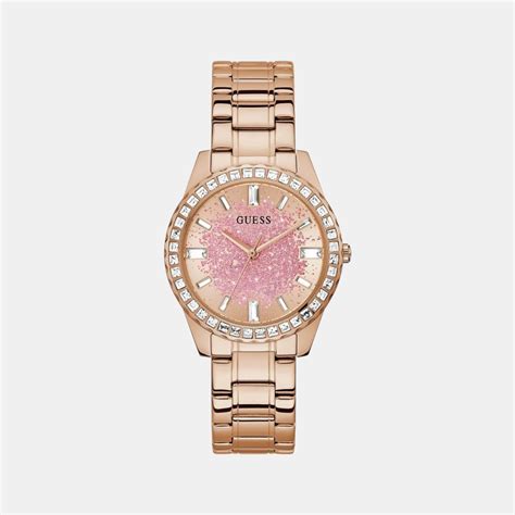 Guess Glitter Burst Women Quartz Rose Gold Dial Analog Stainless Steel ...