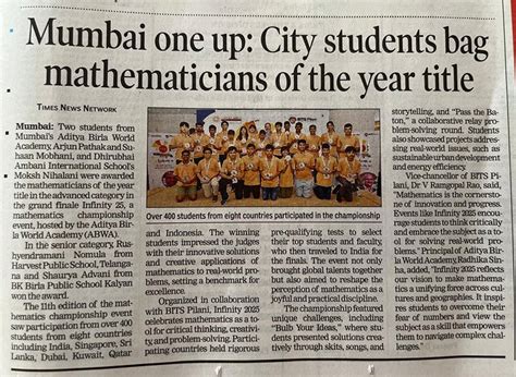 IBDP G 11 &12 students win big at the Infinity Math Competition'25 ...