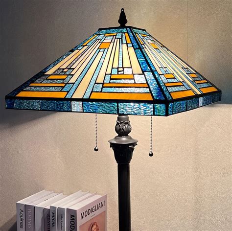 ARTZONE Antique Tiffany Floor Lamp [2-Lights][16''W*63''H] Mission ...