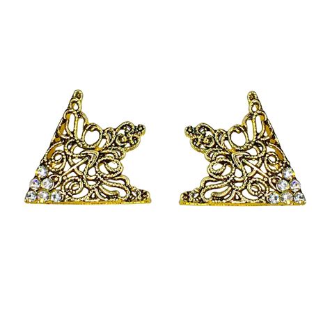 Buy FURE Antic Golden Metal Grill Triangular Collar Pins with ...