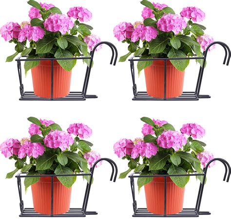 THING MAKER Railing Hanging Flower Vase Pot Holder Potted Plant Stand ...
