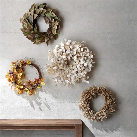Faux Cream Lunaria Wreath | Crate and Barrel UAE
