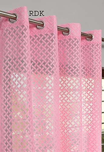 Buy RDK Sheer Cross Pattern Semi-Transparent Long Door Curtains, Pack ...
