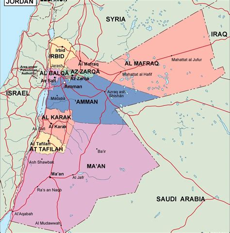 jordan political map. Eps Illustrator Map | Vector World Maps