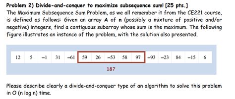 Largest Sum of Contiguous Subarray Divide and Conquer 的图像结果