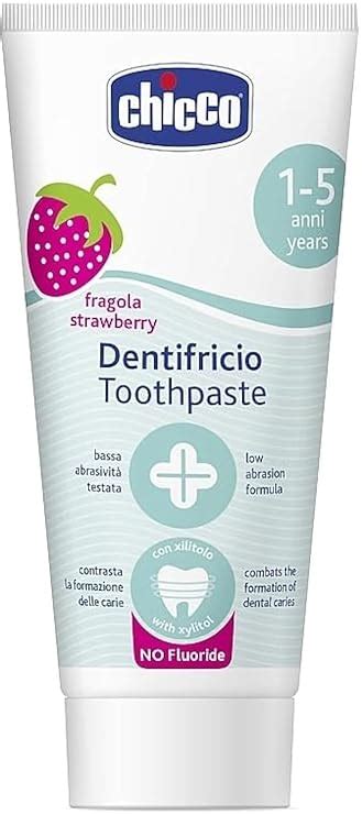Chicco Toothpaste, Strawberry Flavour for 12m+ Baby, Fluoride-free ...