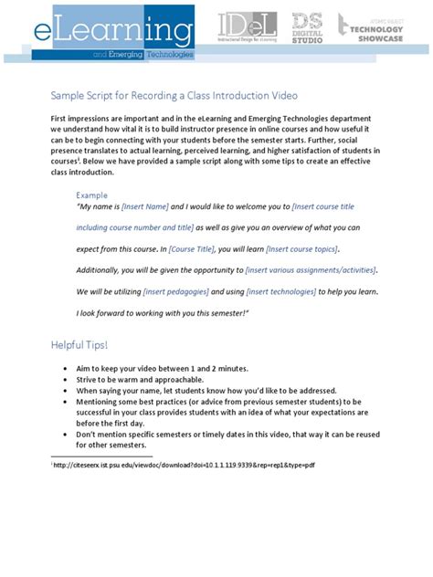 Image result for Course Overview Script Example