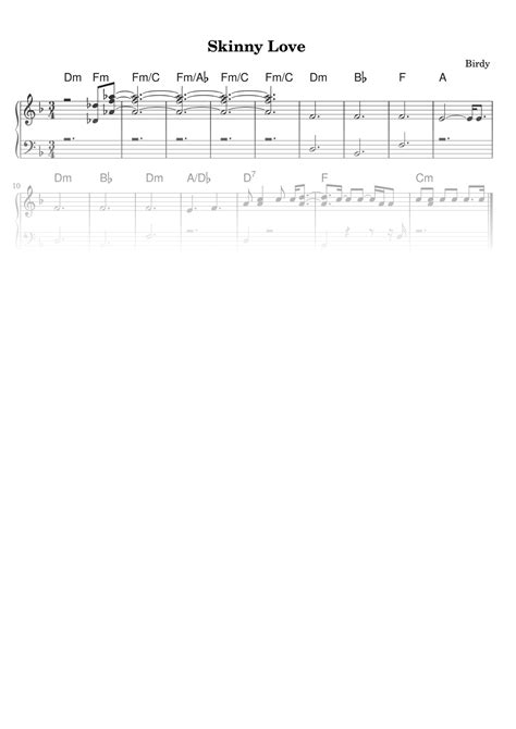 Skinny Love - Easy Piano Sheet Music in PDF - La Touche Musicale