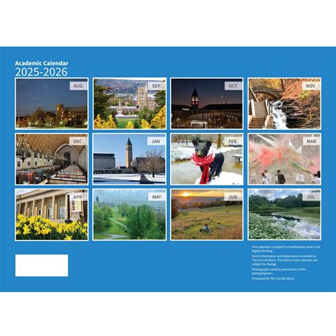 2025-2026 Cornell Academic Wall Calendar