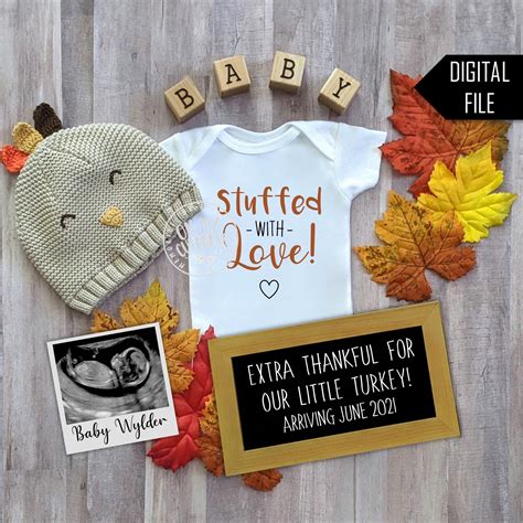 Stuffed With Love Digital Pregnancy Announcement | Thanksgiving Baby ...