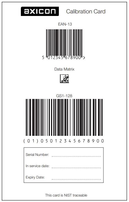 Axicon Verifier Calibration Sheet