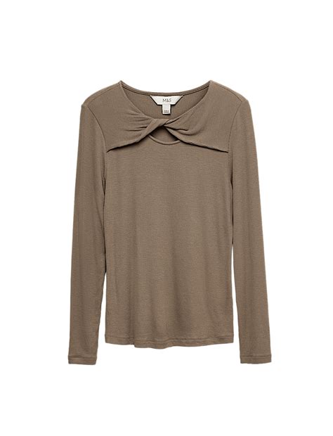 Buy Ribbed Twist Front Top at Marks & Spencer