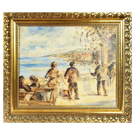 Signed Oil Painting, Large in a Gold Frame with Brown Accents For Sale at 1stDibs