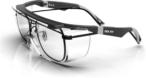 DEX FIT SG210 Grey Safety Over Glasses, Clear Polycarbonate Lens, One ...