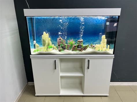 Аквариум 250 литров AquariumBest с тумбой, Белый (121х31х67 см) купить ...