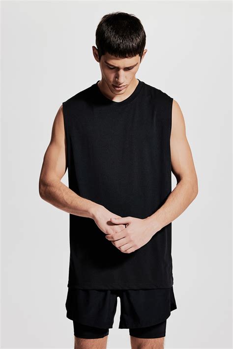 Men’s Black Regular Fit Sports vest top with DryMove™ | H&M IN