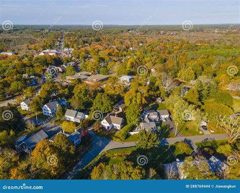 Kingston Town Aerial View in Fall, MA, USA Stock Photo - Image of drone, historic: 288769444