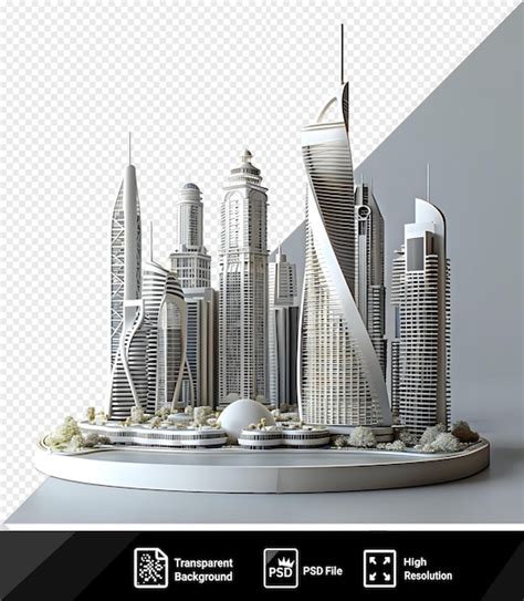 Transparent 3d model of the dubai marina featuring a tall building and ...