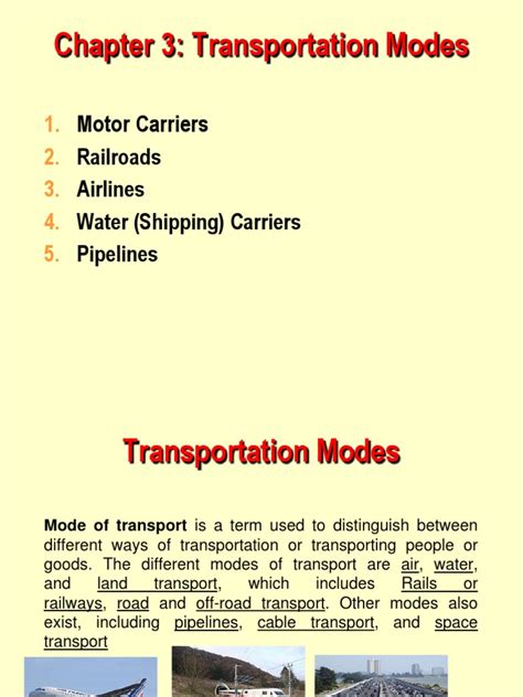Chapter 3 - Transportation Modes | PDF | Rail Freight Transport | Cargo